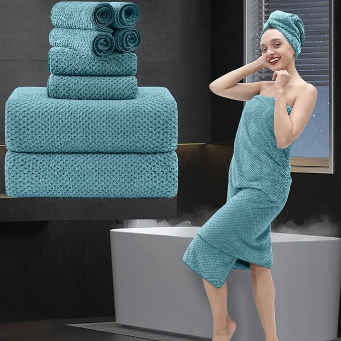 8 Piece Bathroom Towel Set |2 Oversized Large Bath Towels Sheet, 2 Hand Towels by MAGGEA