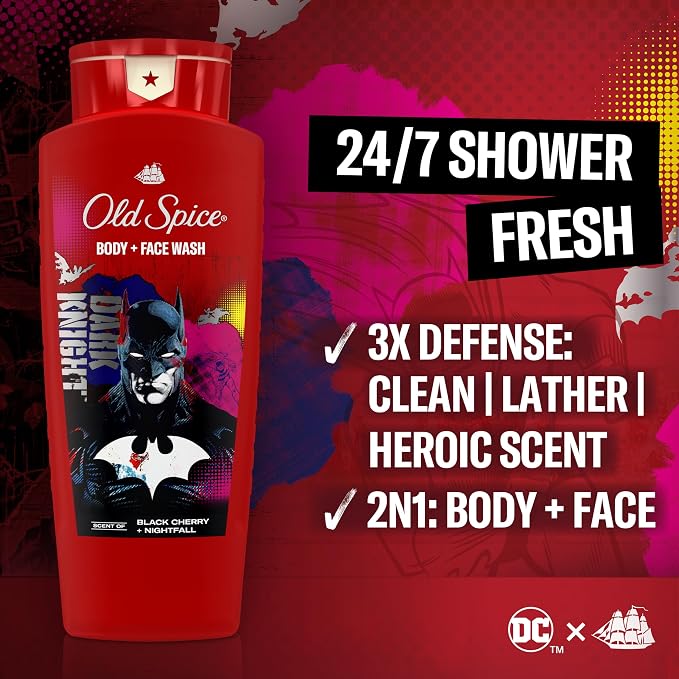 Old Spice Body Wash for Men, Batman: Dark Night, 3X Defense, 24/7 Shower Fresh - Image 2