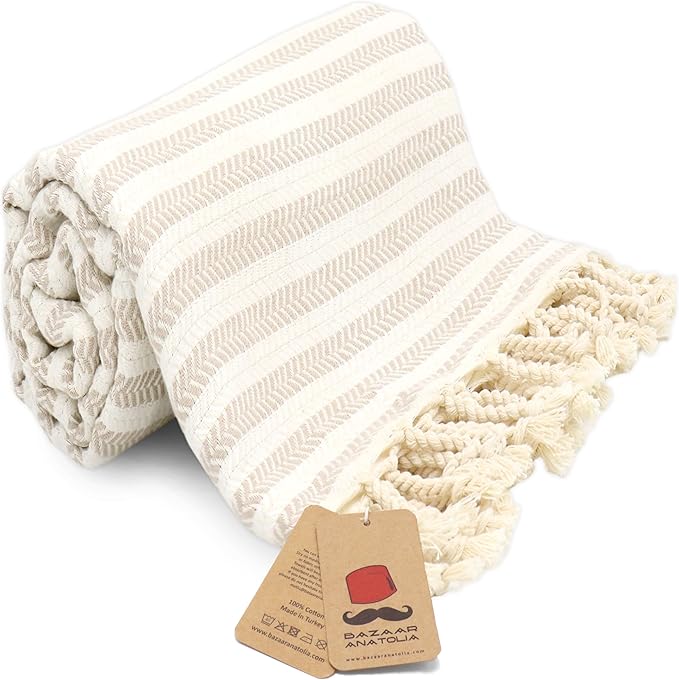 Bazaar Anatolia Turkish Bath Towel – 100% Cotton, Quick Dry Boho Farmhouse Decor by BazaarAnatolia