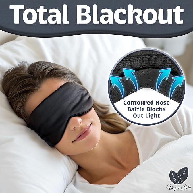 Sleep Mask - Black, 100% Tencel Derived from Natural Wood Pulp - Lightweight - Image 3