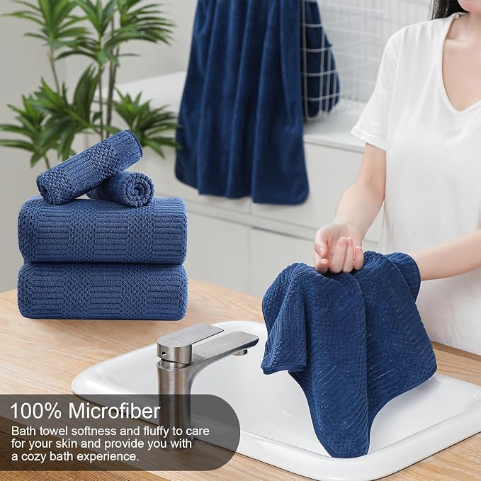 Ycosy 4 Pack Extra Large Microfiber Bath Towels Set, 35x70 inches, Less Lint - Image 3