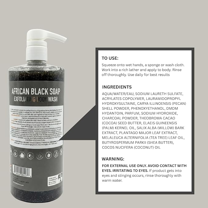 SpaScriptions Exfoliating African Black Soap Body Wash - Image 7