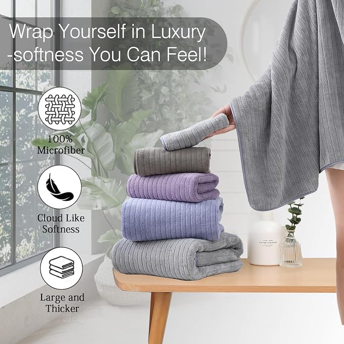 Hailea 18 Piece Family Bath Towel Set Include 6 Bath Towels, 6 Hand Towels and - Image 5