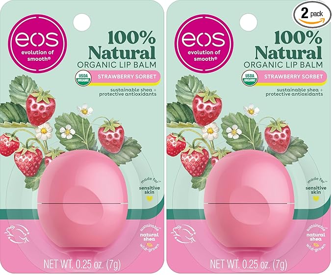 eos 100% Natural & Organic Lip Balm- Strawberry Sorbet, All-Day Moisture by eosproducts