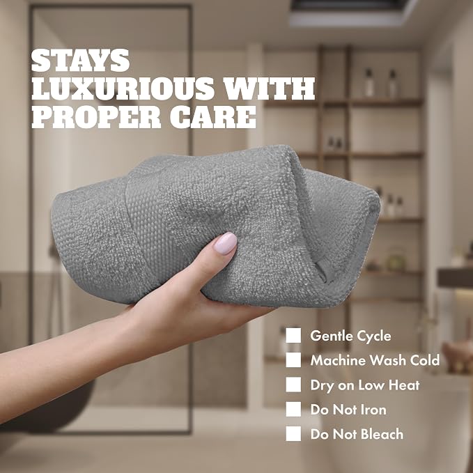 White Classic Wealuxe Light Gray Washcloths 24 Pack - Image 6