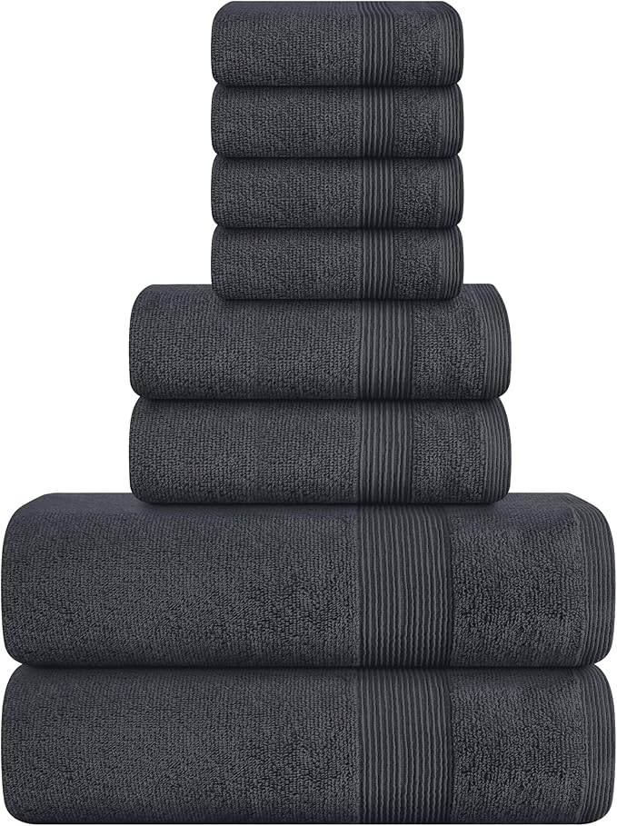 Belizzi Home 8 Piece Towel Set 100% Ring Spun Cotton, 2 Bath Towels 27x54 by Unknown