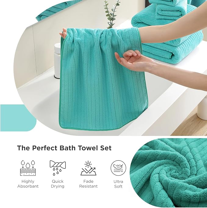 18 Piece Family Bath Towel Set Include 6 Bath Towels, 6 Hand Towels and 6 - Image 5