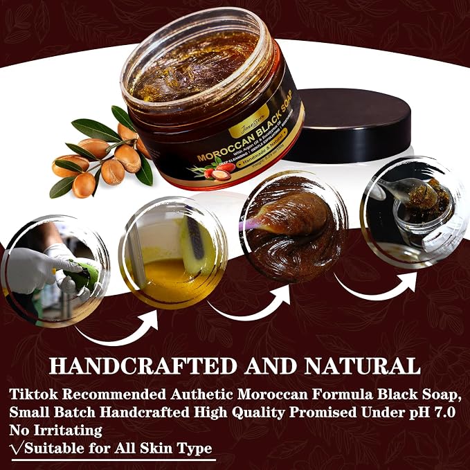 2 Pack Moroccan Black Soap Hammam, Morocco Body Scrub - Image 6