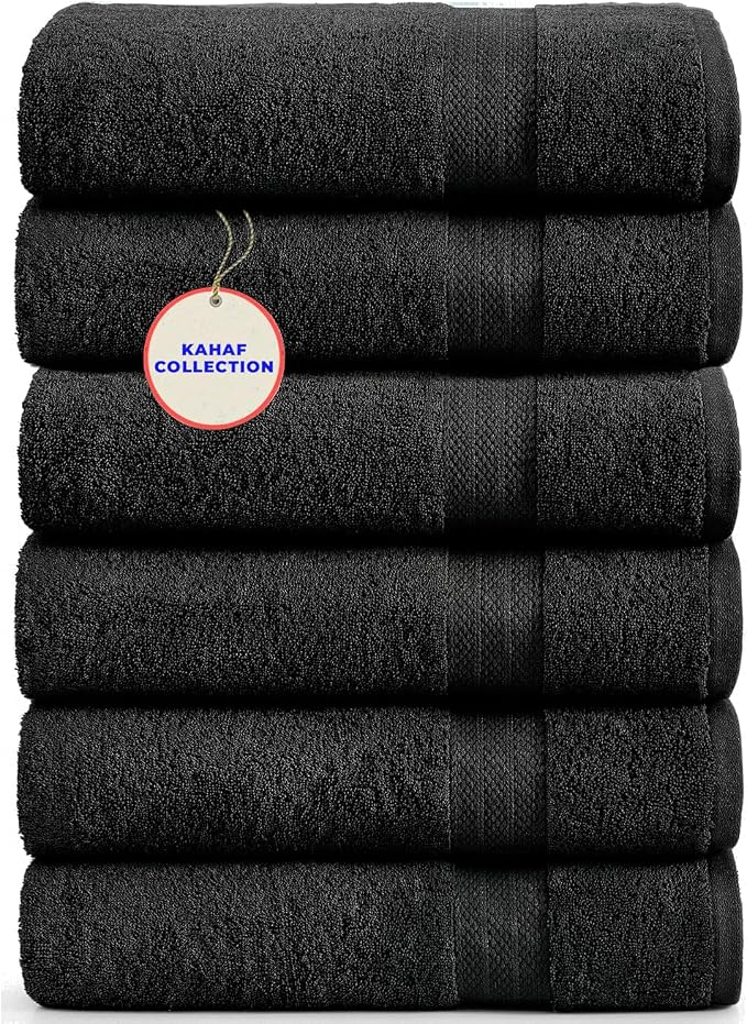 KAHAF COLLECTION 100% Cotton Bath Towels, 24x48 Pack of 6 Towels, Quick Dry by KAHAF+COLLECTION