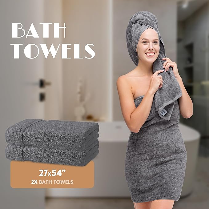 Gray Bath Towel Set of 6 - Image 4
