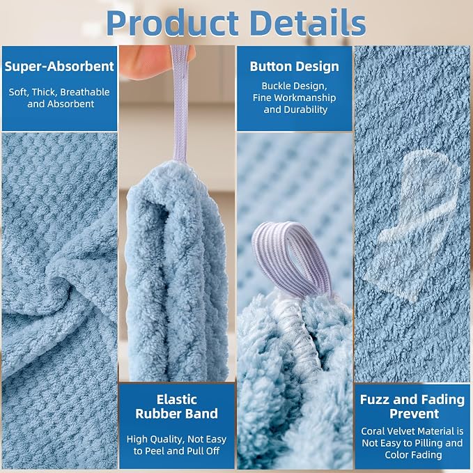 Amrules Hair Towel Wrap, 4 Packs 9.8 x 25.6 Inch Towel Turbans - Image 3