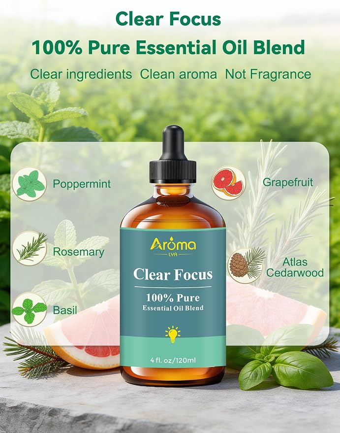 Clear Focus — A 100% Pure Essential Oil Blend, Cool-Citrus Herbal Blend that - Image 2