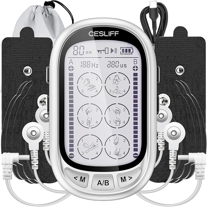 CESLIFF Dual Channel TENS EMS Unit Large Screen 24 Modes 36 Levels Intensity by CESLIFF