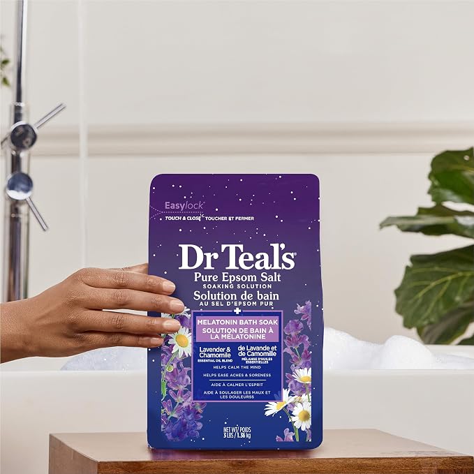 Dr Teal's Epsom Salt Soak, Lavender & Chamomile, 3 lbs | Pack of 2 | Sleep - Image 6
