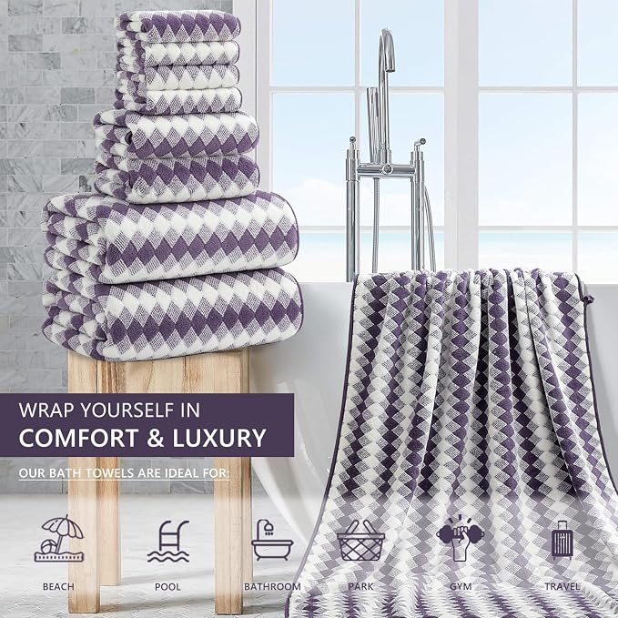 8 Piece Bathroom Towel Set |2 Oversized Bath Towels, 2 Hand Towels, 4 - Image 2