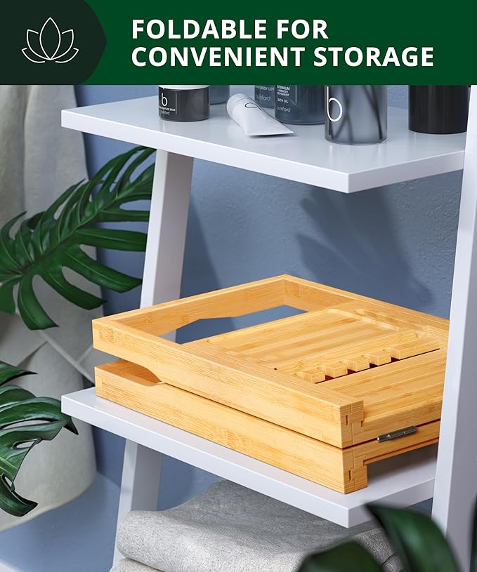 ROYAL CRAFT WOOD Premium Foldable Bathtub Tray Caddy - Image 2