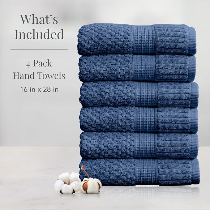 NY Loft 100% Cotton Hand Towels| 6 Pack Hand Towel Set | Absorbent & Quick-Dry - Image 2
