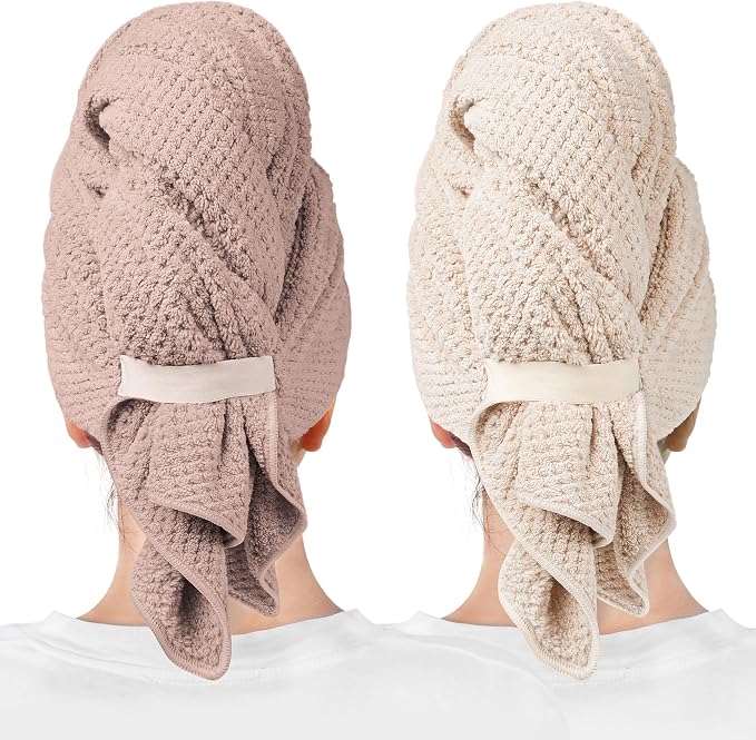 ROLSHOL 2 Packs Large Microfiber Hair Towels by ROLSHOL