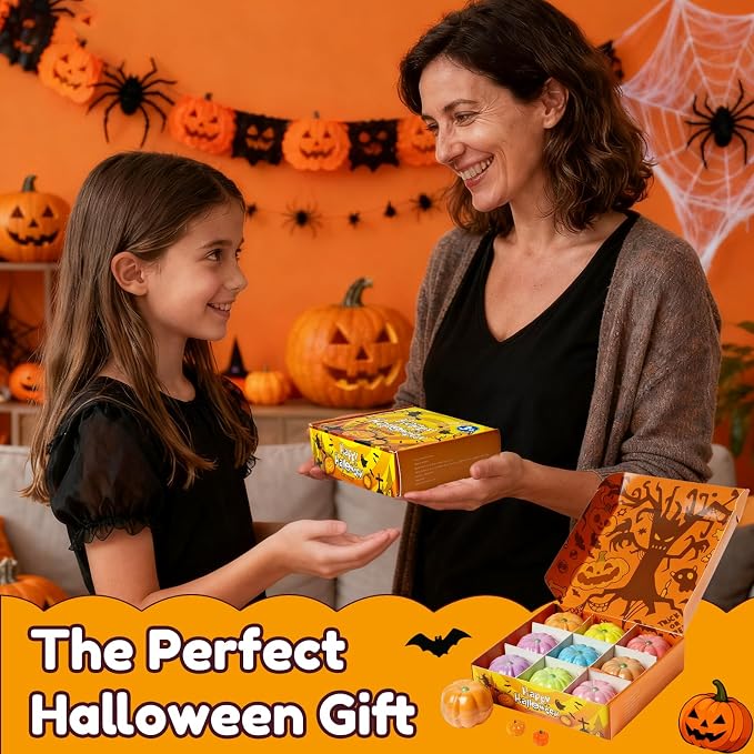 Halloween Bath Bombs for Kids Gifts: 9 Pcs Pumpkin Bath Bomb - Image 7