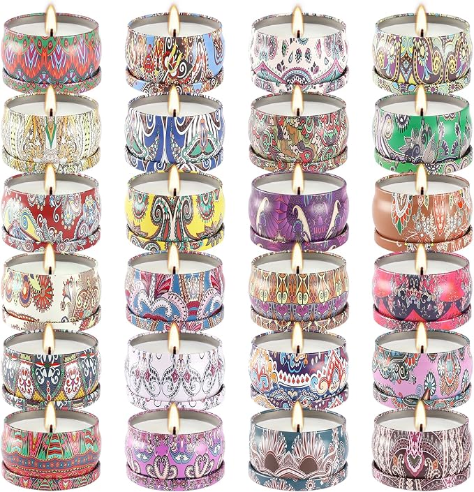 Scented Candles Gifts Set 24 Pack Soy Wax Travel Tin Advent Candles - Image 8