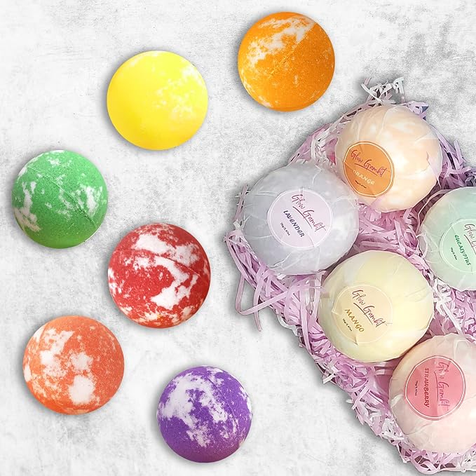 Bath Bombs Gift Set, 6 Large Natural Handmade Fruity & Floral Scent Bubble Bath - Image 8