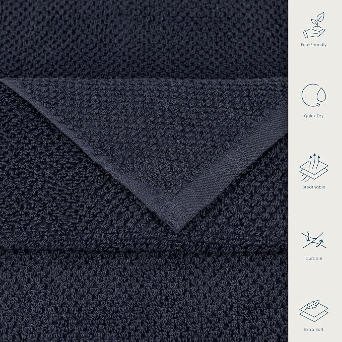 CASA COPENHAGEN Popcorn Textured 6 Pieces Towel Set- Navy Blue, 550 GSM 2 Bath - Image 5