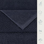 CASA COPENHAGEN Popcorn Textured 6 Pieces Towel Set- Navy Blue, 550 GSM 2 Bath - Image 5