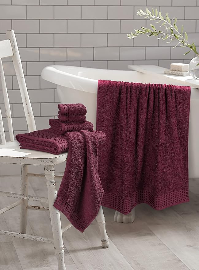 GLAMBURG 100% Cotton Ultra Soft 6 Pack Towel Set, Contains 2 Bath Towels 28x55 - Image 3