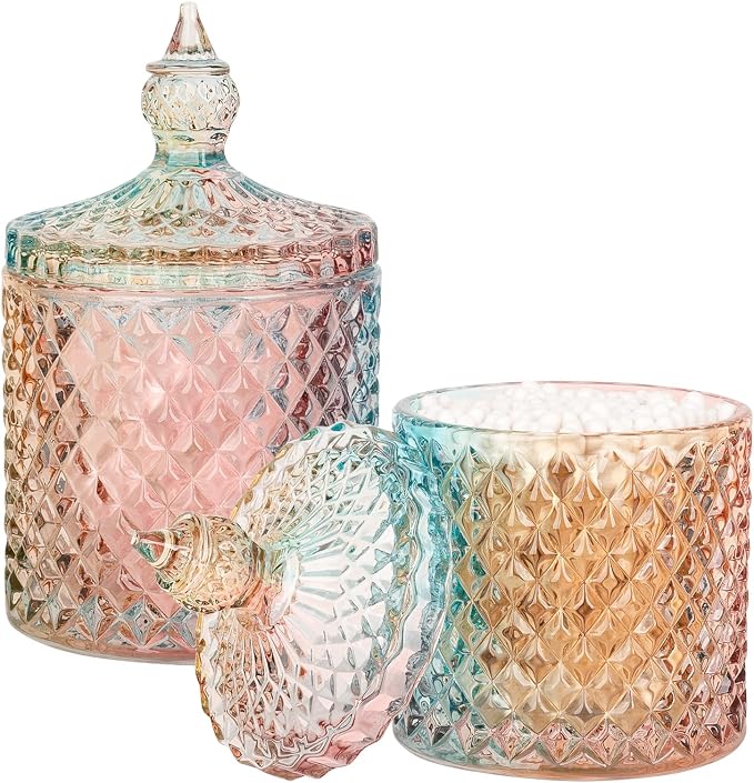2 Pack Qtip Holder Glass Bathroom Accessories Vanity Organizers and Makeup by rejomiik