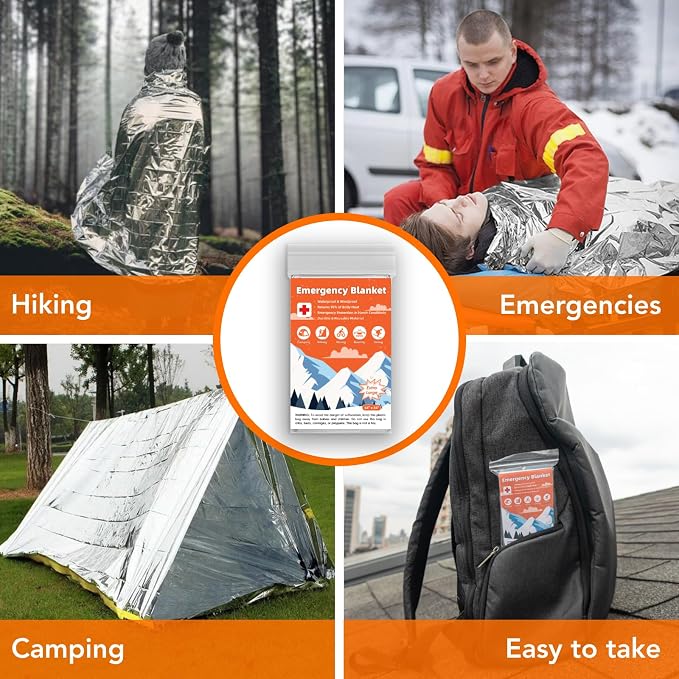 6 Pack Emergency Thermal Blanket Survival, 84” x 64” Extra Large Mylar Blankets - Image 7