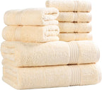 Superior Egyptian Cotton 8-Piece Towel Set, Guest Bath Decor Essentials - Image 2