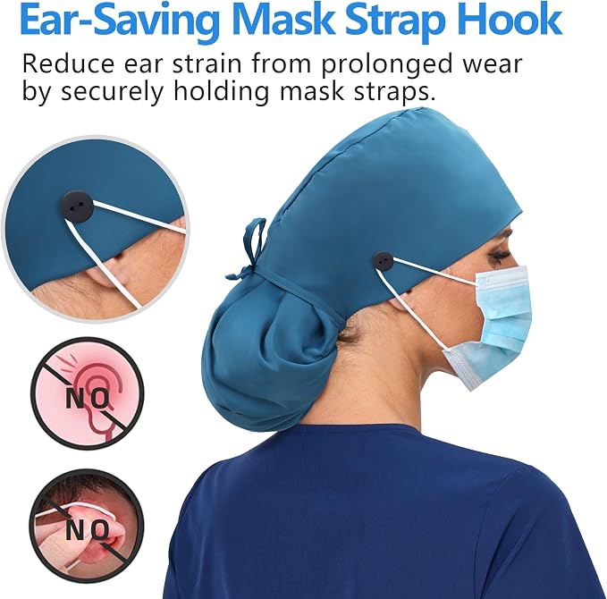 Satin Lined Scrub Cap, Adjustable Surgical Cap - Image 3