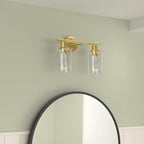 FOLKSMATE Bathroom Light Fixtures, 2-Light Brushed Brass Vanity Light, Modern - Image 2