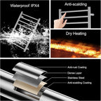 Towel Warmer Polished Chrome for Bathroom Wall Mounted Drying Rack Plug-in - Image 6