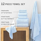 Ultra Soft Bath Towel Set, 12 Piece Family Bathroom Towels Set - Image 5