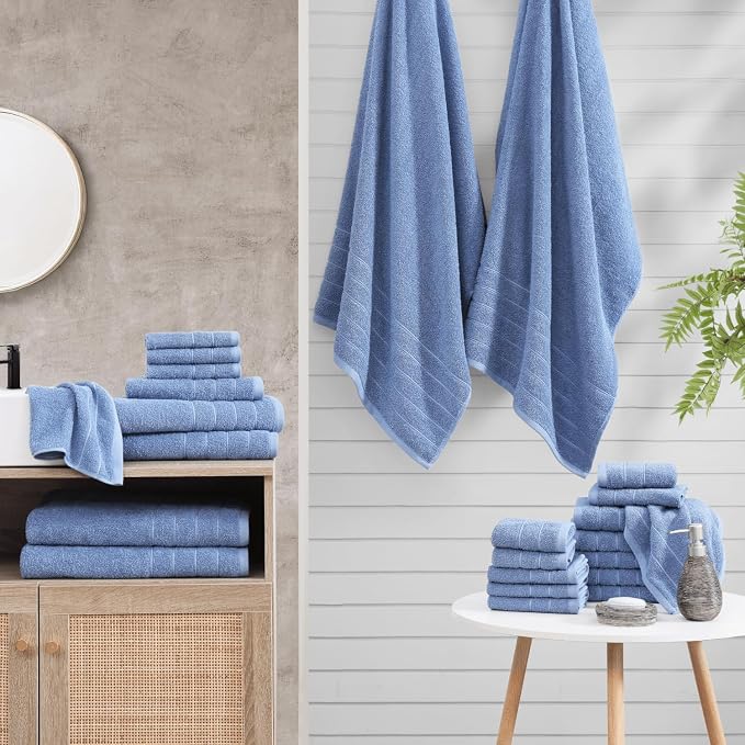 Casa Platino 100% Cotton Bathroom Towels Set – 24 Pc Family Pack – Soft & - Image 7