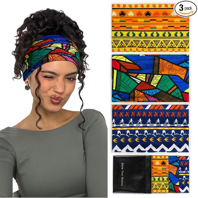Huachi Wide Headbands for Women Non Slip, African Head Wraps for Black Women by Huachi