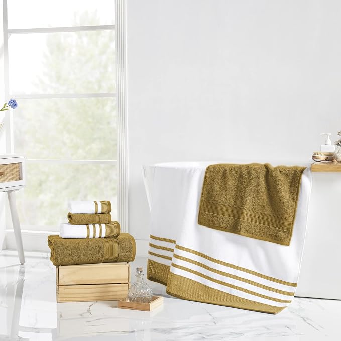 Modern Threads 6-Piece Towel Set – 100% Cotton, Quick Dry, Ultra Absorbent – - Image 4