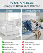 Casa Platino 100% Cotton Luxury Bath Towel Set 8 Pieces - Image 6