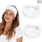 2 Pack White Wide Headbands for Women by GiLi