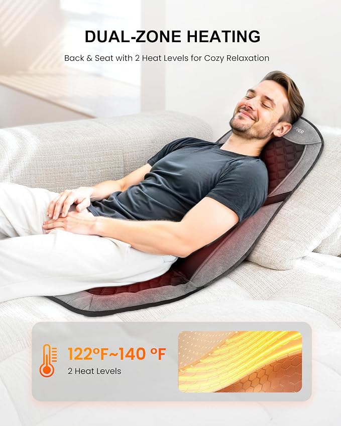 COMFIER Back Massager with Heat, Massage Chair Mat with Adjustable Lumbar - Image 6