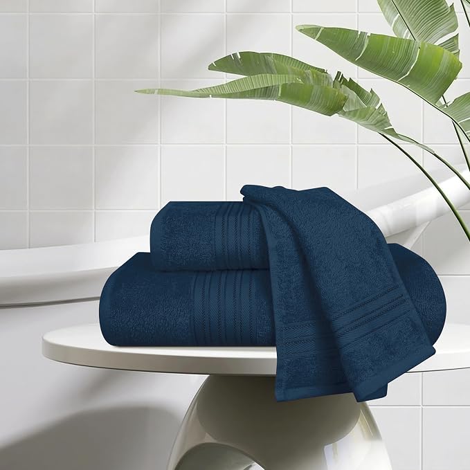 BOUTIQUO Ultra Soft 3 Pack Cotton Towel Set, Contains a Bath Towels 28x55 inch - Image 3