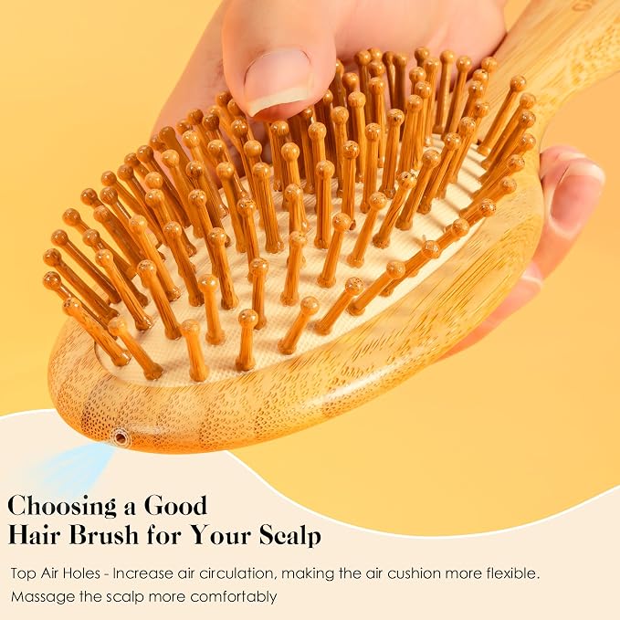 GAINWELL Bamboo Hair Brush for Hair Growth, Natural Bamboo Bristles Detangling - Image 3