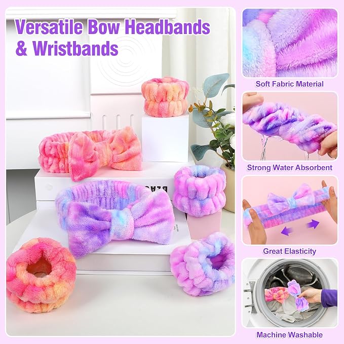 6 Pack Spa Headband with Wristbands: Washing Face Facial Makeup Skincare - Image 3