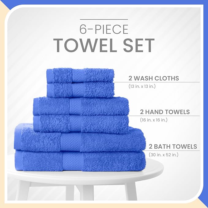 Martex 6-Piece 100% Ringspun Cotton Towel Set | Quick Dry | Super Absorbent & - Image 3