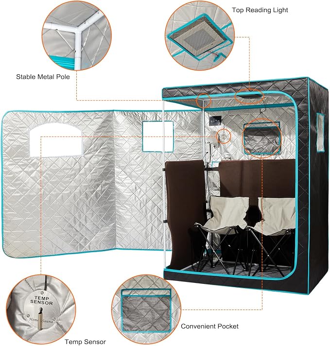Full Size Infrared Sauna for Home, 2 Person Large Space Personal Home Sauna for - Image 7