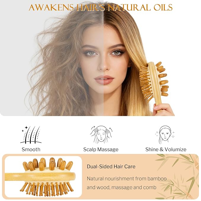 STYLEMATE 2-in-1 Mini Bamboo Hair Brush - Image 3