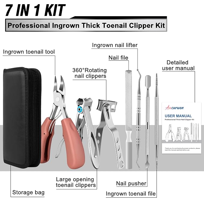 Toenail Clippers for Seniors Thick Toenails, Aucurwen Heavy Duty Toe Nail - Image 2