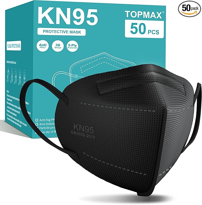 TOPMAX KN95 Face Masks 50 Pack 5-Ply Breathable Filter Efficiency≥95% by TOPMAX