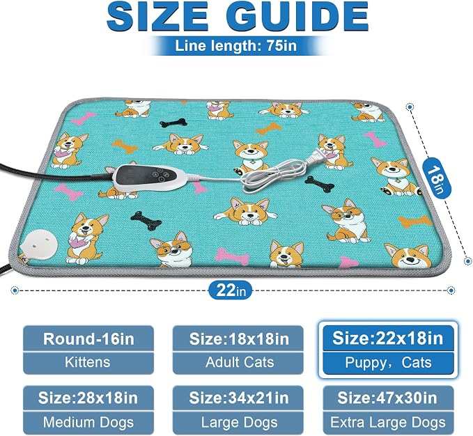 GOLOPET Cat Heating Pad, 22x18 in Heated Cat Bed, Adjustable - Image 2